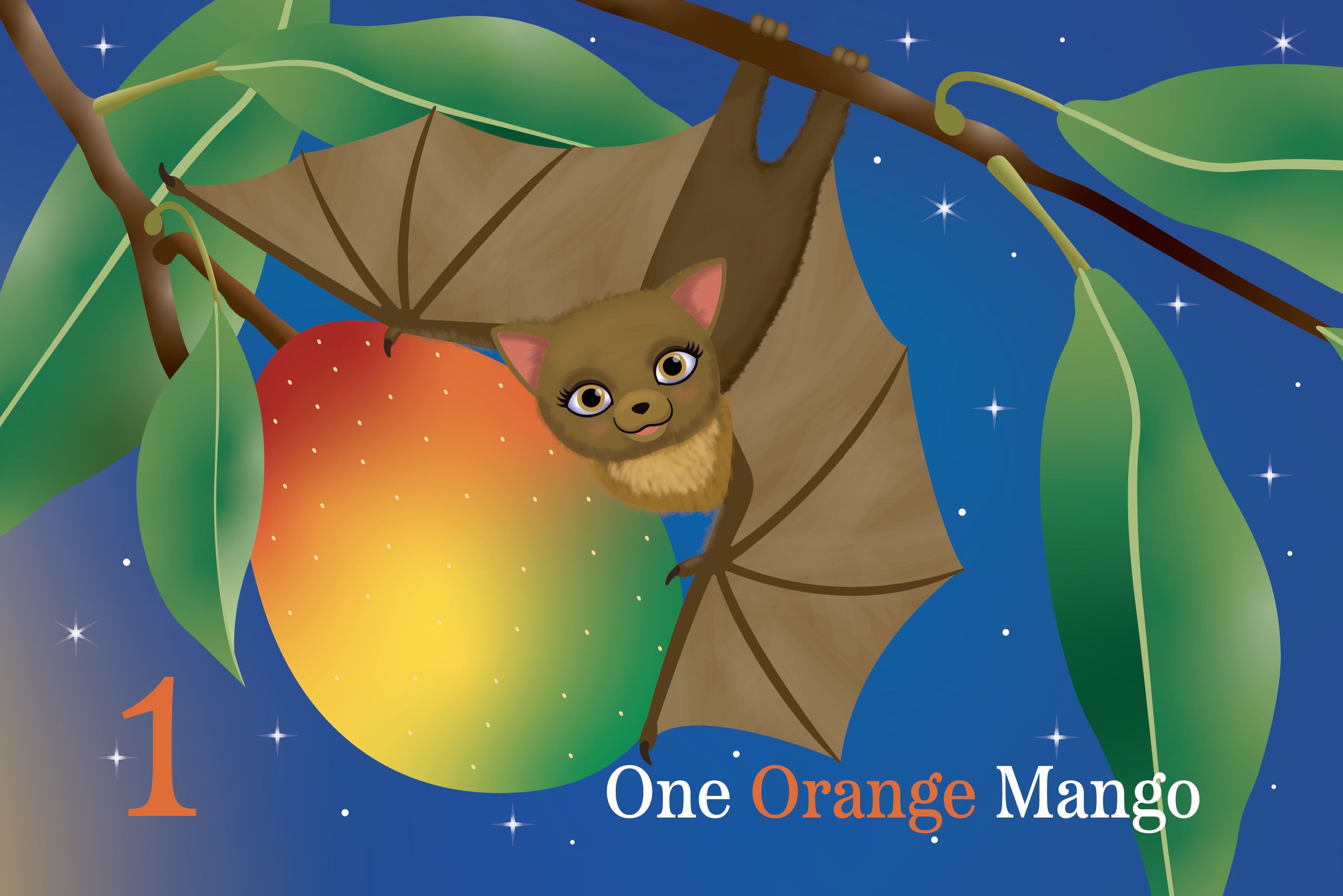 slide 2  Bonita the Fruit Bat, by Bonnie Lady Lee. [Excerpt] I''m Bonita the Fruit Bat. Let's count from one to ten together.